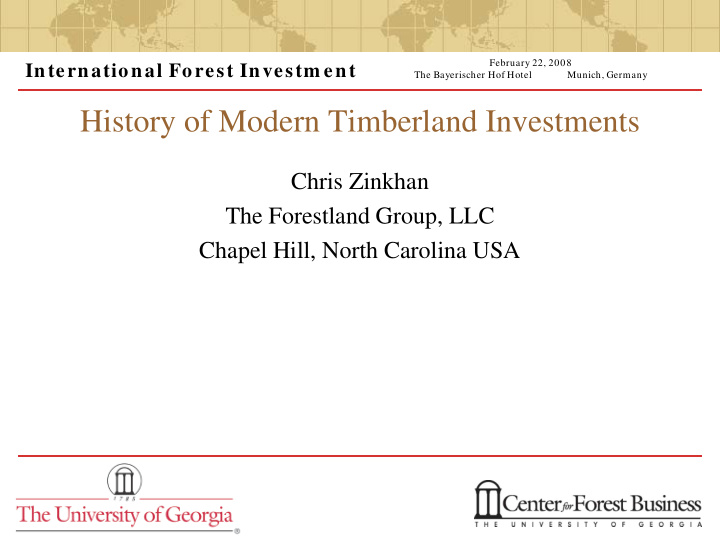 history of modern timberland investments