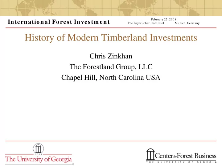 history of modern timberland investments