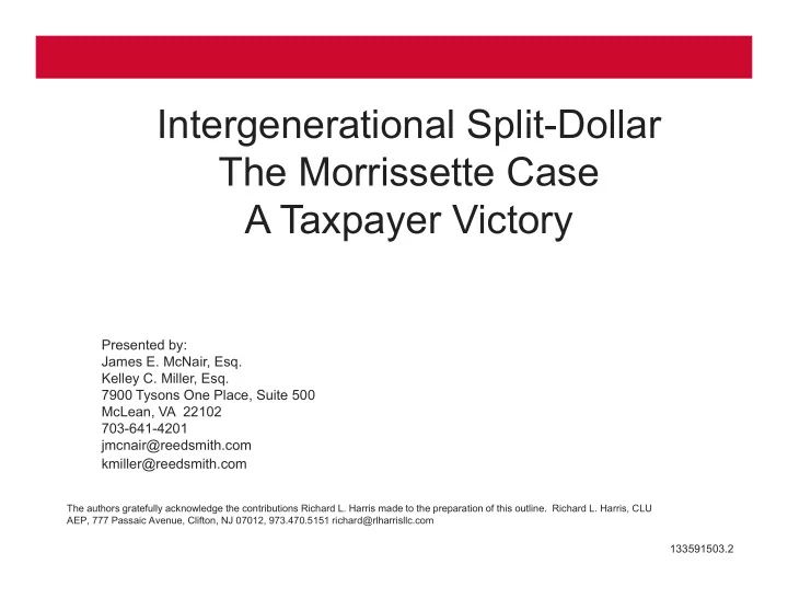 intergenerational split dollar the morrissette case a
