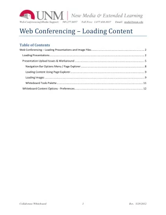 Web Conferencing  Loading Content Table of Contents Web Conferencing  Loading Presentations