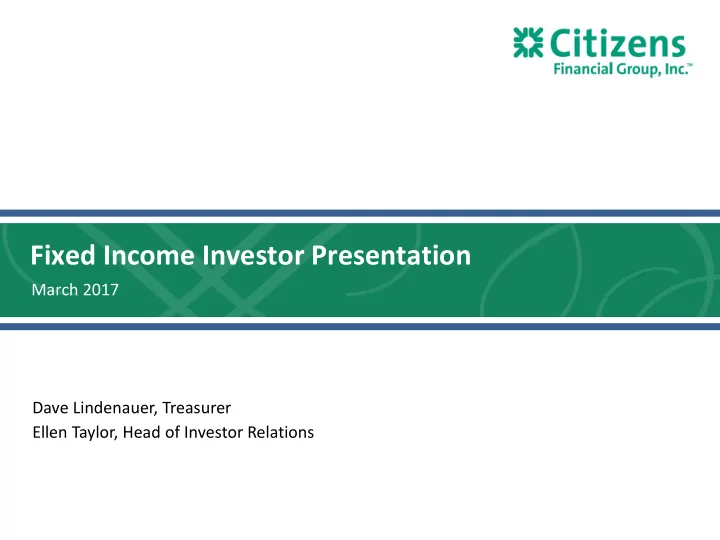 fixed income investor presentation