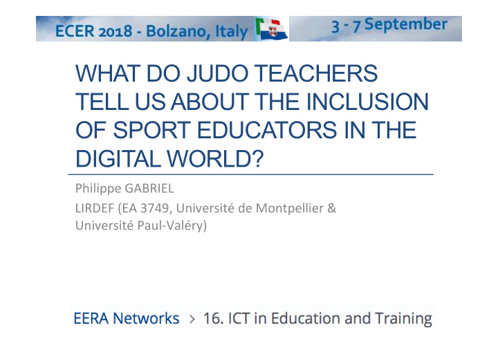 what do judo teachers tell us about the inclusion of