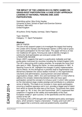 EASM 2014  ensuring a healthier populace and in turn, provides a bigger pool of talent  from which
