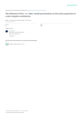 The influence of live- vs. video-model presentation on the early acquisition of  a new complex