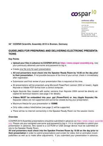 GUIDELINES FOR PREPARING AND DELIVERING ELECTRONIC PRESENTA-  TIONS  Key Points  Upload your