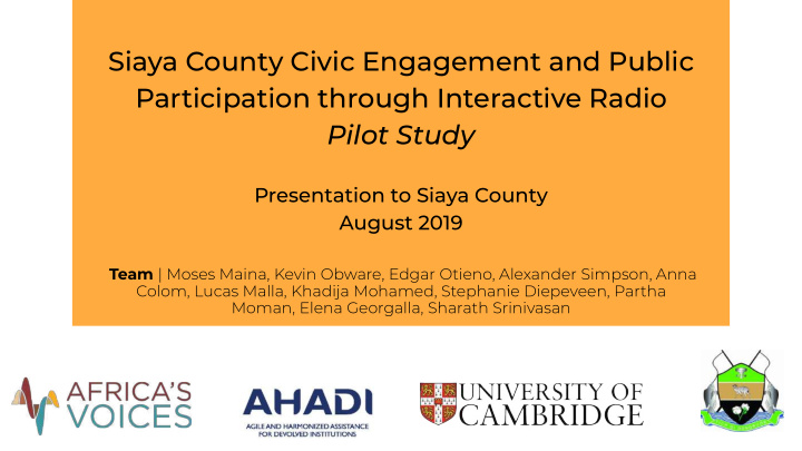 siaya county civic engagement and public participation