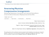 structuring physician compensation arrangements