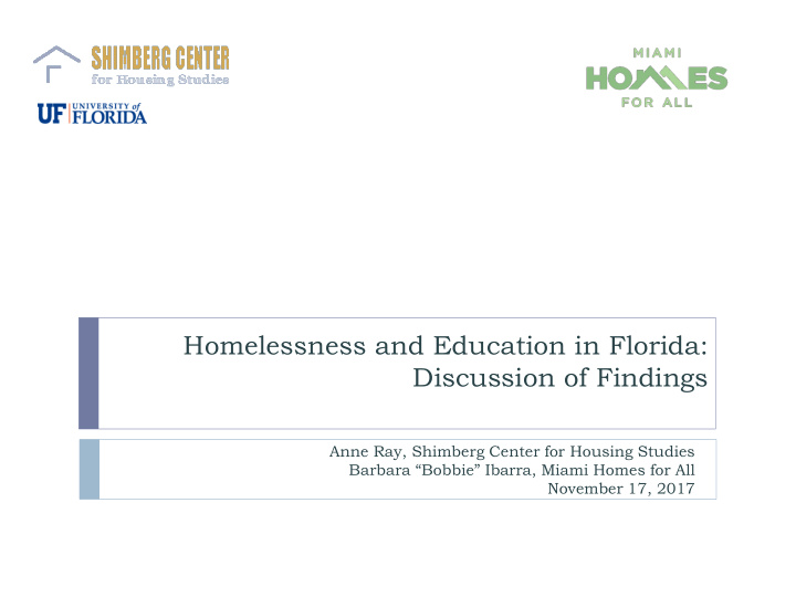 homelessness and education in florida discussion of