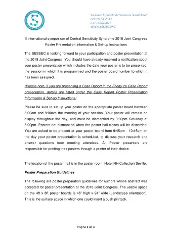 II international symposium of Central Sensitivity Syndrome 2018 Joint Congress  Poster Presentation