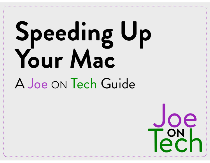 speeding up your mac