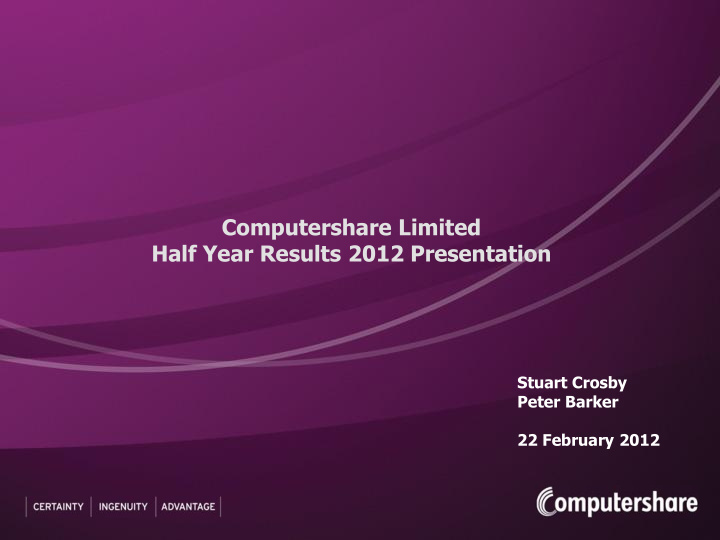 half year results 2012 presentation