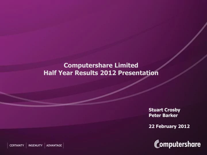 half year results 2012 presentation