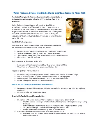 o He put together a polished, bound Business Plan to give to investors o Used realistic, similar