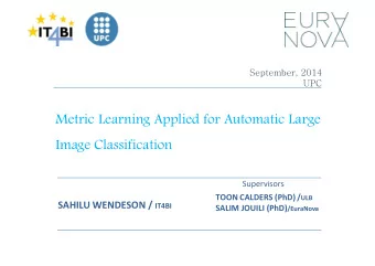 Metric Learning Applied for Automatic Large  Image Classification  Supervisors TOON CALDERS (PhD) /