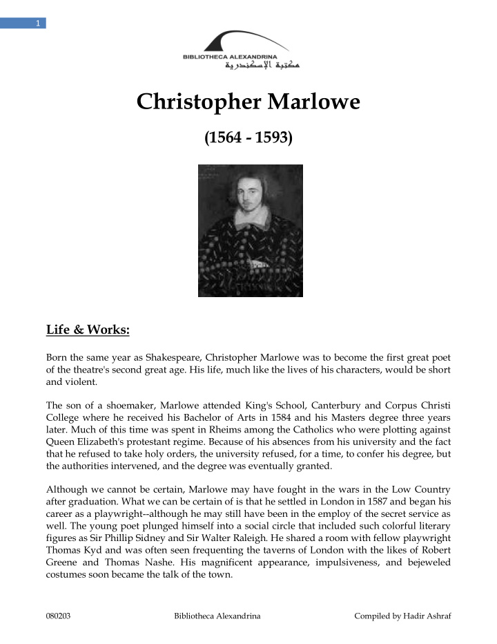 christopher marlowe