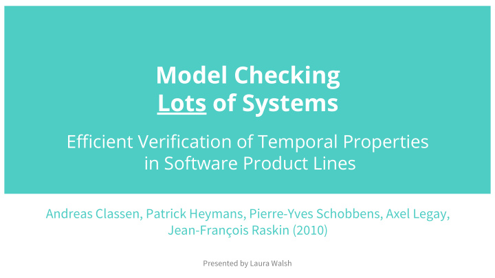 model checking lots of systems