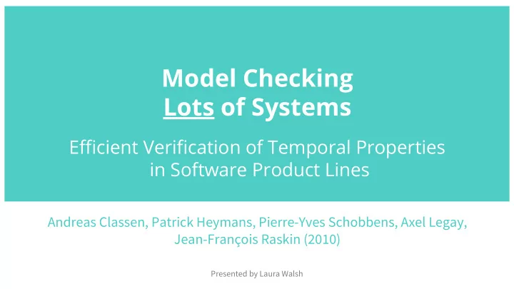 model checking lots of systems