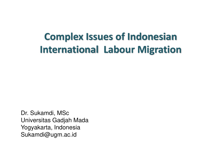 complex issues of indonesian international labour