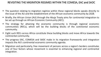 REV  REVISIT  ITING T  THE M  MIGRA  RATIO  ION RE  REGIM  IMES W  WITHIN  IN T  THE C  COMESA, E