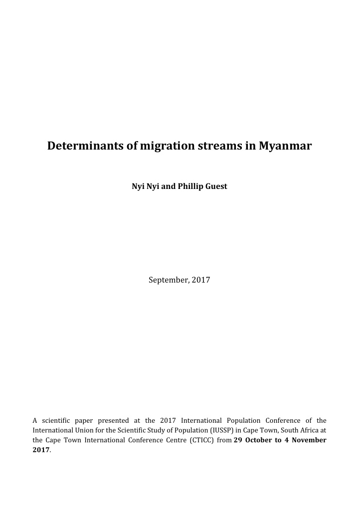determinants of migration streams in myanmar