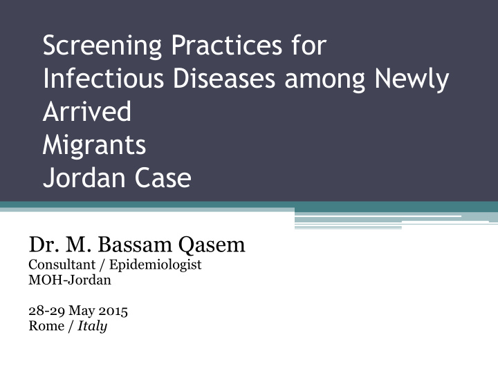 infectious diseases among newly