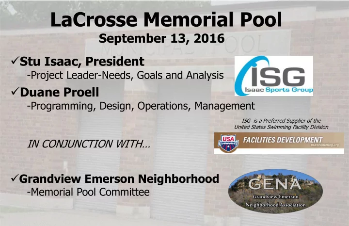 lacrosse memorial pool