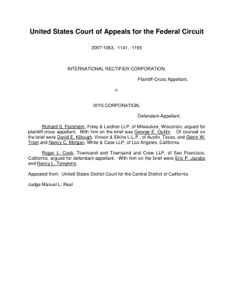 United States Court of Appeals for the Federal Circuit  2007-1063, -1141, -1165  INTERNATIONAL