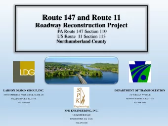 Route 147 and Route 11  Roadway Reconstruction Project  PA Route 147 Section 110  US Route  11