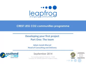 Developing your first project  Part One: The team  Adam Josiah Marvel  Head of Consulting and