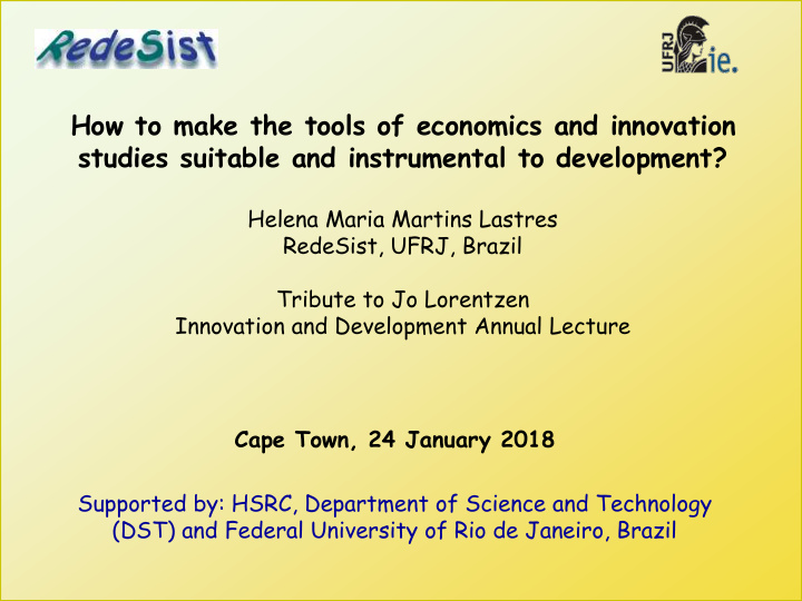 how to make the tools of economics and innovation studies
