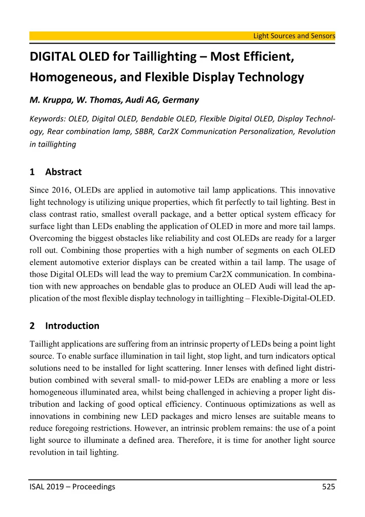 digital oled for taillighting most efficient homogeneous