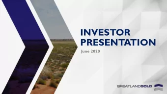 INVESTOR  PRESENTATION  June 2020  1  DISCLAIMER  Some statements contained in this presentation or