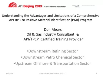 Downstream Refining Sector  Downstream Petro Chemical Sector  Upstream Offshore &amp;