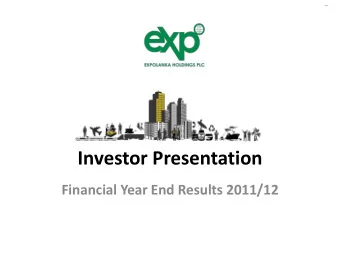 Investor Presentation  Financial Year End Results 2011/12  Investor Presentation 2011/12