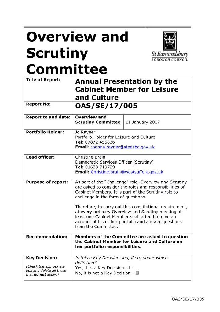 overview and scrutiny