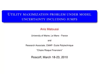 Bordigoni G., M. A., Schweizer, M. : A Stochastic control approach  1 to a robust utility