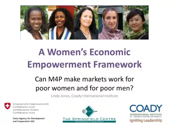 A Womens Economic  Empowerment Framework  Can M4P make markets work for poor women and for poor