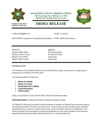 On June 5th, 2015, at approximately 0730 hours, Deputies Diller and Creager were dispatched to a