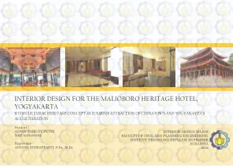 INTERIOR DESIGN FOR THE MALIOBORO HERITAGE HOTEL,  YOGYAKARTA  WITH CULTURAL HERITAGE CONCEPT AS