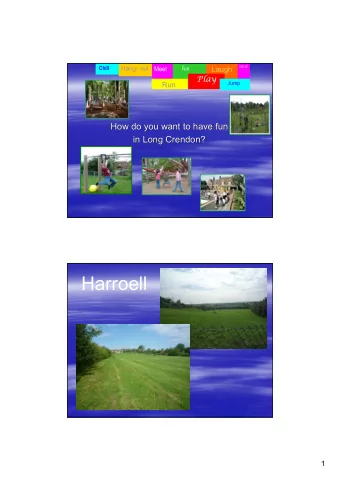 Harroell  1  Recreation  Ground  2  Whats important when you play?  To be  ,,..  BE SAFE  BE