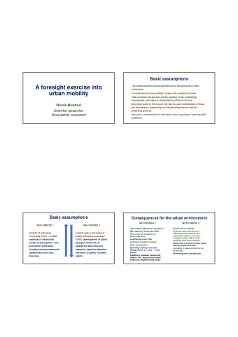 A foresight exercise into  The urban situation is broadly different in Europe and on other