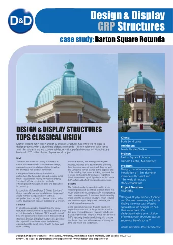Design&amp; Display  GRP Structures  case study:Barton Square Rotunda  DESIGN &amp; DISPLAY
