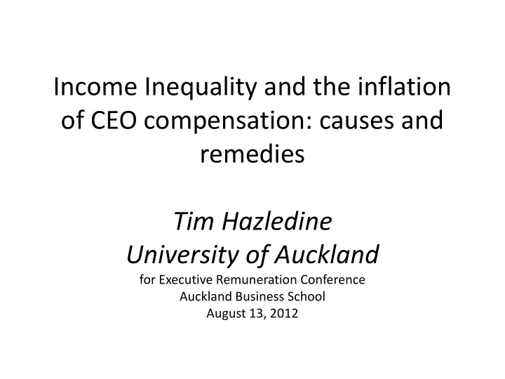 income inequality and the inflation of ceo compensation