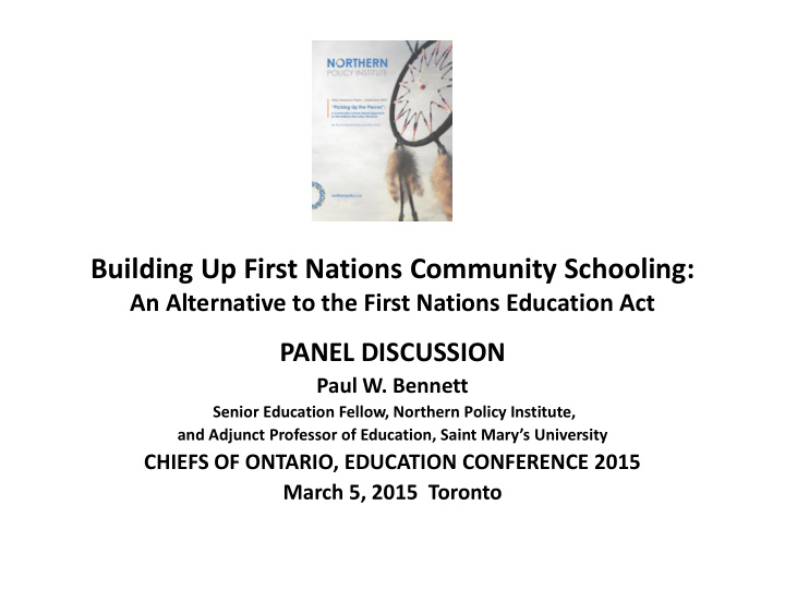 building up first nations community schooling an