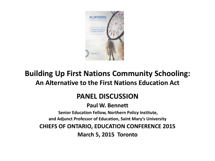 building up first nations community schooling an