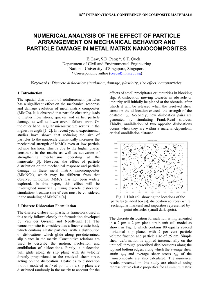 numerical analysis of the effect of particle arrangement