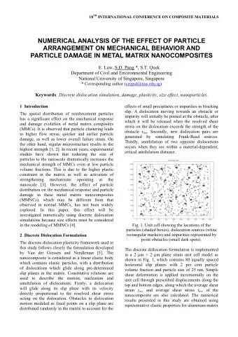 NUMERICAL ANALYSIS OF THE EFFECT OF PARTICLE  ARRANGEMENT ON MECHANICAL BEHAVIOR AND  PARTICLE