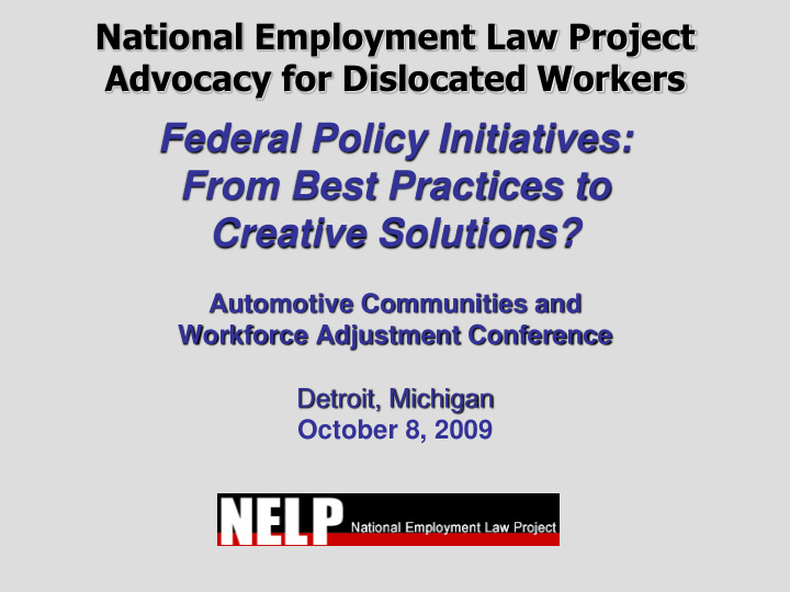 federal policy initiatives from best practices to