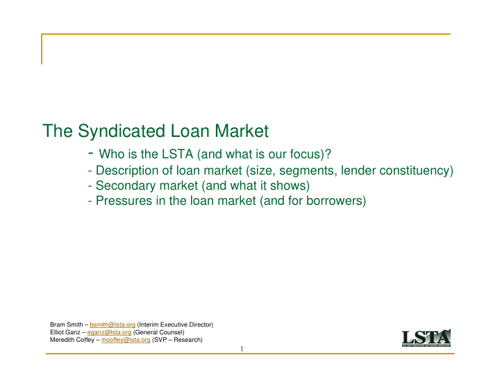 the syndicated loan market