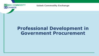 Professional Development in  Government Procurement  Key Indicators of E-Government Procurement in